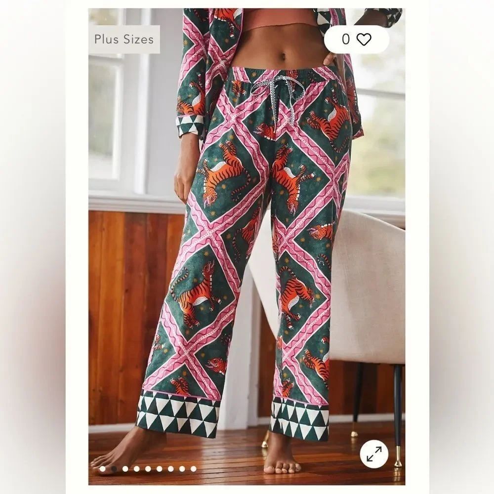 Corinne Lent Tigress Flannel Pajama Pants by Anthropologie Large